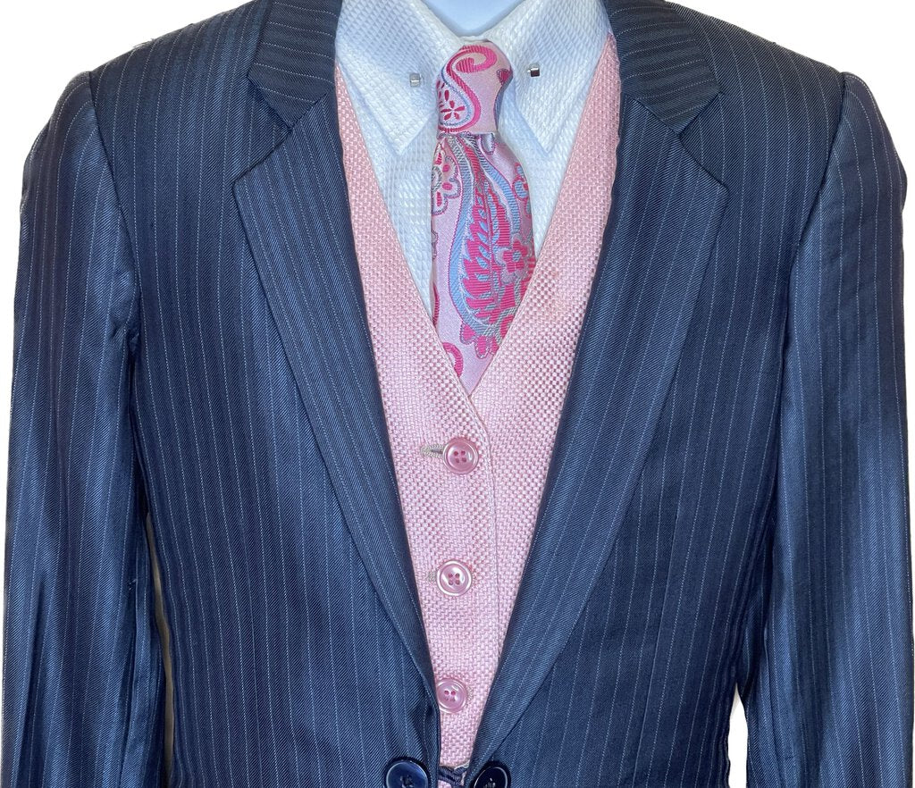 BLUE STRIPE WITH SHEEN DEREGNAUCOURT DAY SUIT