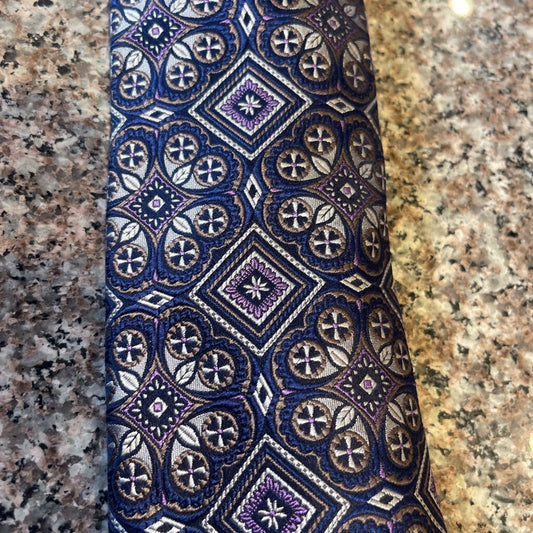 BLUE WITH PURPLE AND SILVER DESIGN