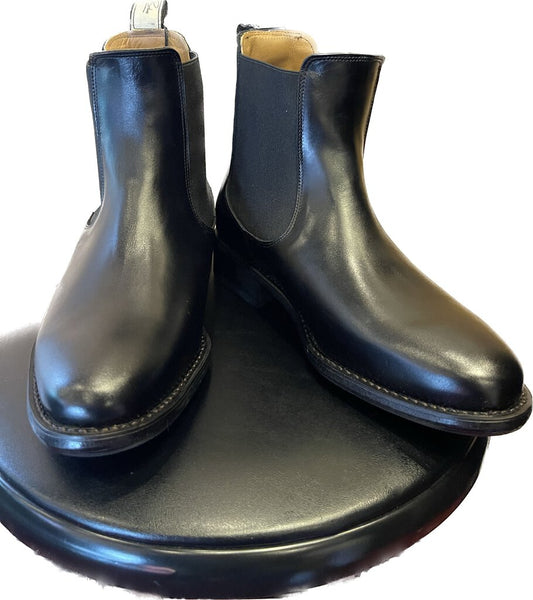 BLACK LEATHER WITH HAND STITCHED LEATHER SOLE BOOTS BY BETTY BERDINE