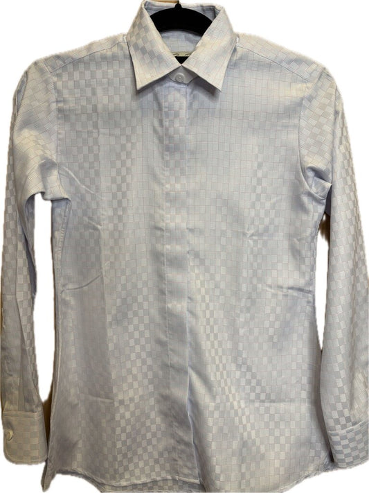BLUE WITH PINK WINDOWPANE BETTY BERDINE SHIRT