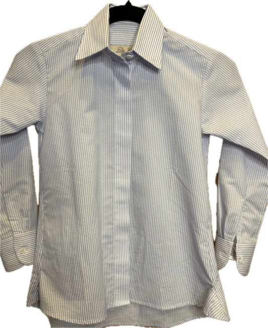 BLUE PIN DOT BETTY BERDINE SHIRT