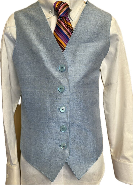BLUE DUPIONI SILK VEST