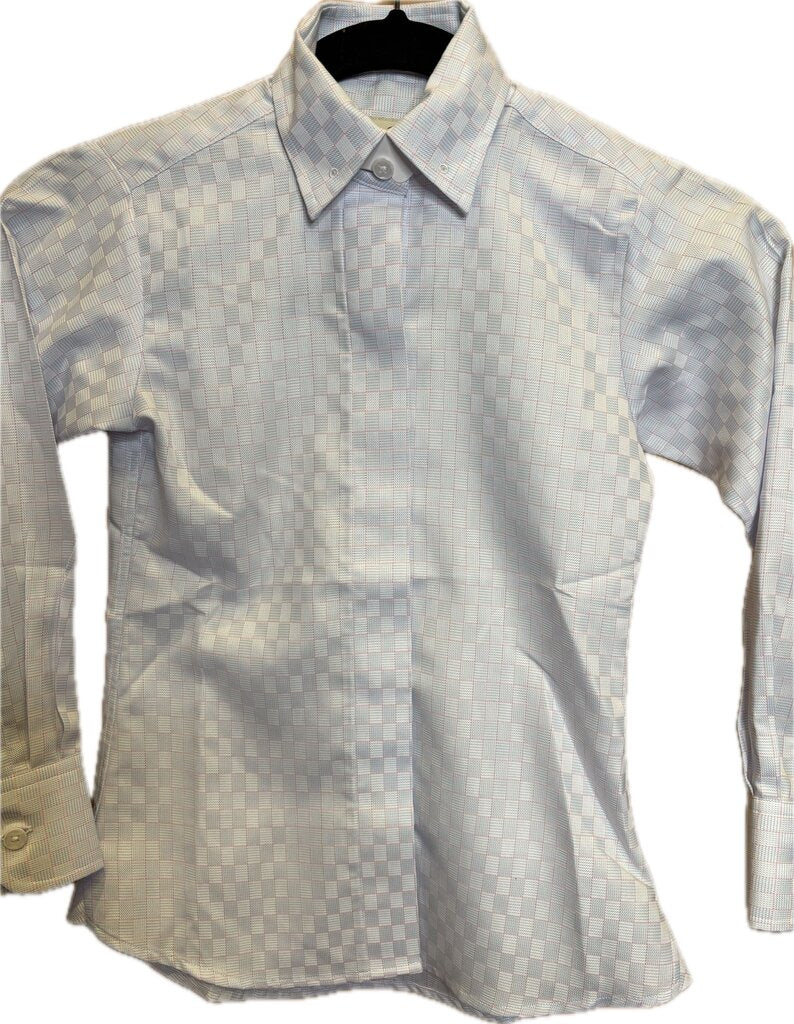 BLUE WITH PINK WINDOWPANE BETTY BERDINE SHIRT