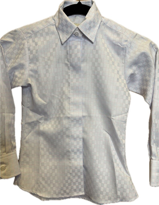 BLUE WITH PINK WINDOWPANE BETTY BERDINE SHIRT