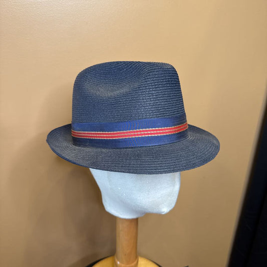 NAVY STRAW NATIONAL BRIDLE SHOP HAT 7 1/8
