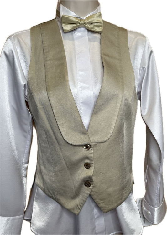 TAUPE SATIN FORMAL VEST WITH BOW TIE