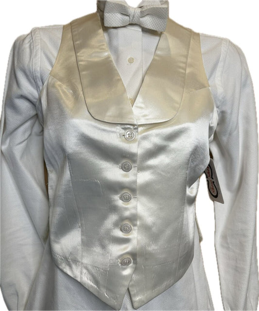 IVORY SATIN BECKER BRO'S FORMAL VEST WITH NO BOW TIE
