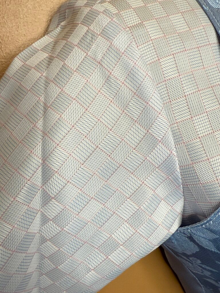 BLUE WITH PINK WINDOWPANE BETTY BERDINE SHIRT