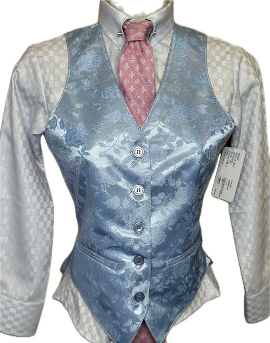 LIGHT BLUE ROSES SATIN BETTY BERDINE VEST