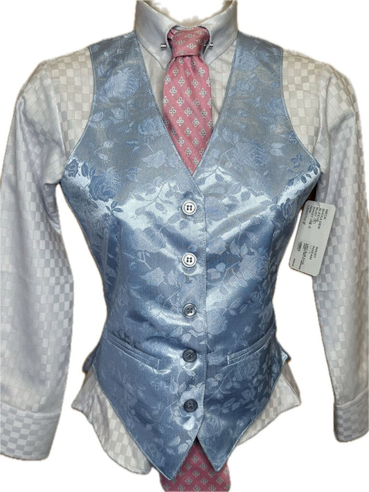 LIGHT BLUE SATIN ROSES BETTY BERDINE VEST
