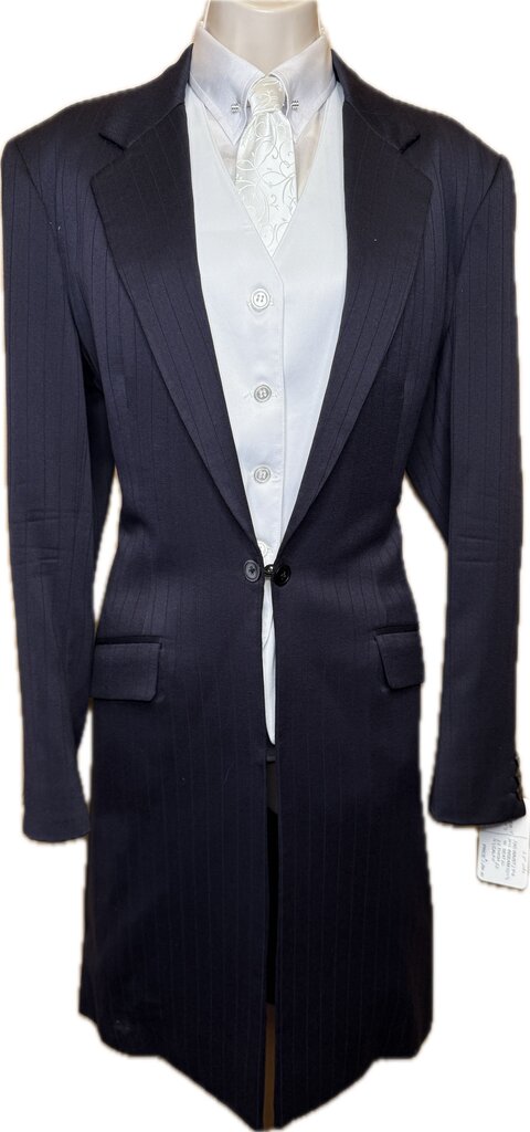 NAVY TONE ON TONE PINSTRIPE CM DAY SUIT W/ 2 PAIR OF JODS