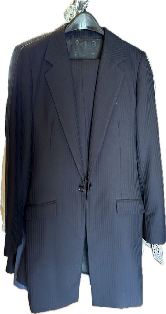 NAVY TONE ON TONE BECKER BROTHERS DAY SUIT W/ 2 PAIR OF JODS AND VEST