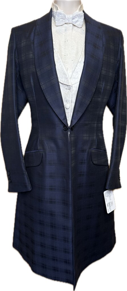 NAVY/BLACK WINDOWPANE PATTERN BBROS DAY COAT
