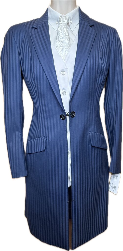 SAPPHIRE BLUE STRIPE SADDLE SEAT CONNECTION DAY SUIT