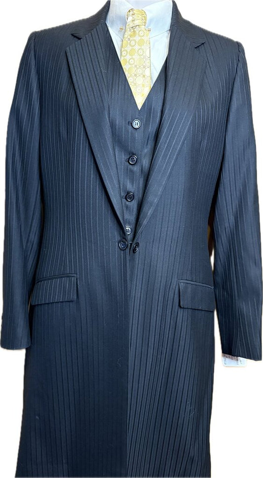 BLACK STRIPE BBROS DAY SUIT W/ VEST AND 2 PAIR OF JODS
