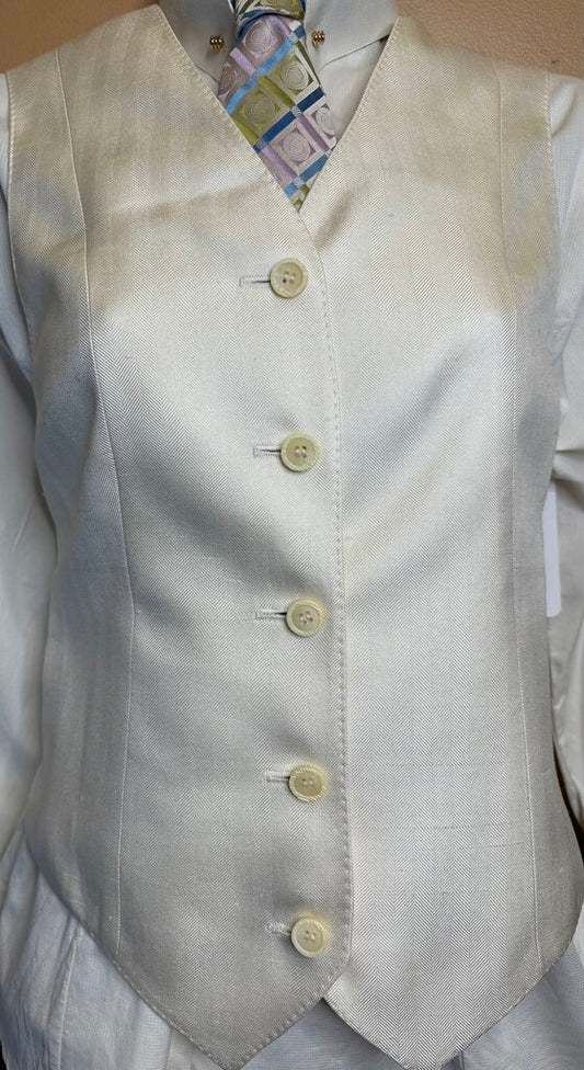 CREAM HERRINGBONE VEST