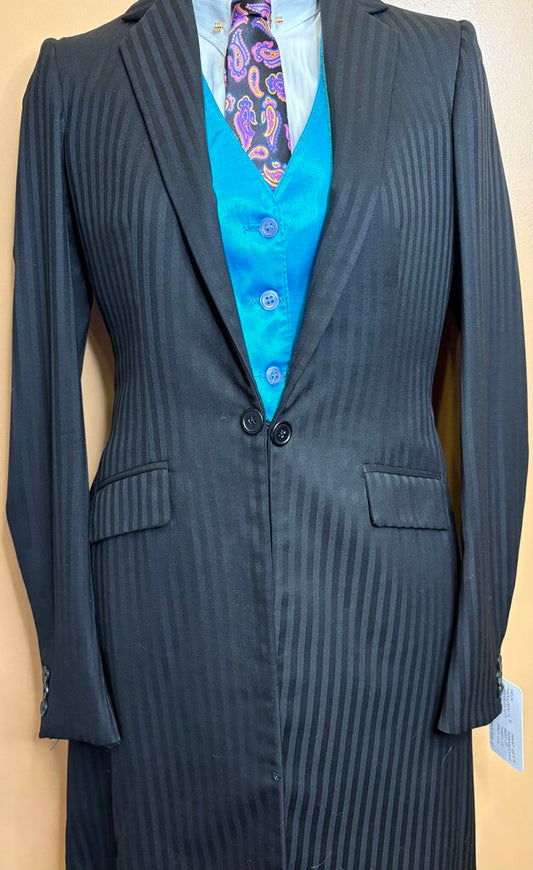 BLACK TONE ON TONE STRIPE DAY SUIT