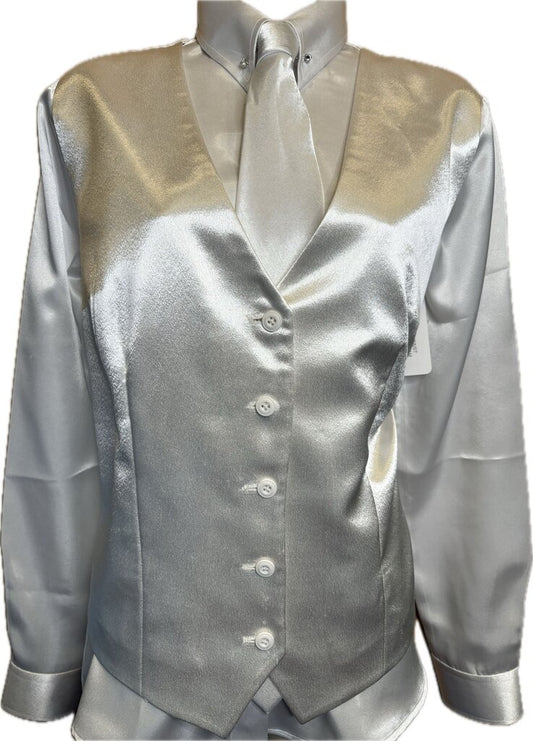 WHITE SATIN BETTY BERDINE SHIRT