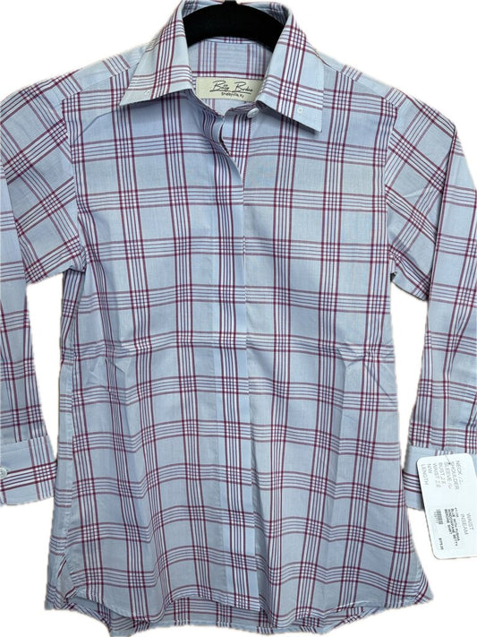 BLUE WITH FUSHIA WINDOWPANE BETTY BERDINE SHIRT