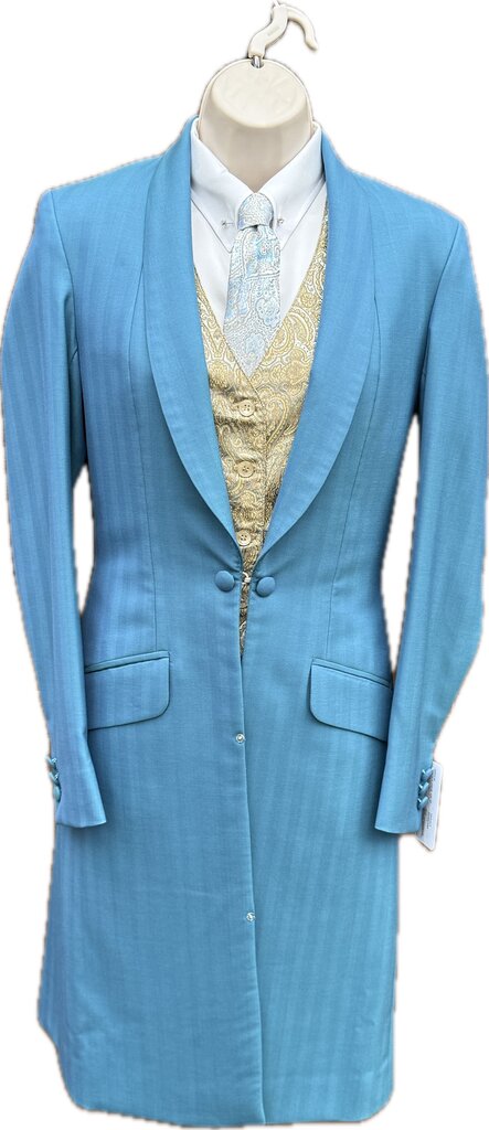 TEAL HERRINGBONE MARSHA DEARRIAGA DAY COAT