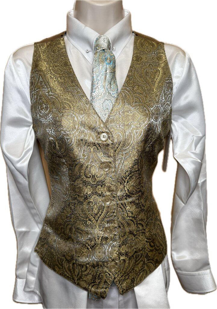 GOLD AND MINT PATTERN HARTMEYER VEST