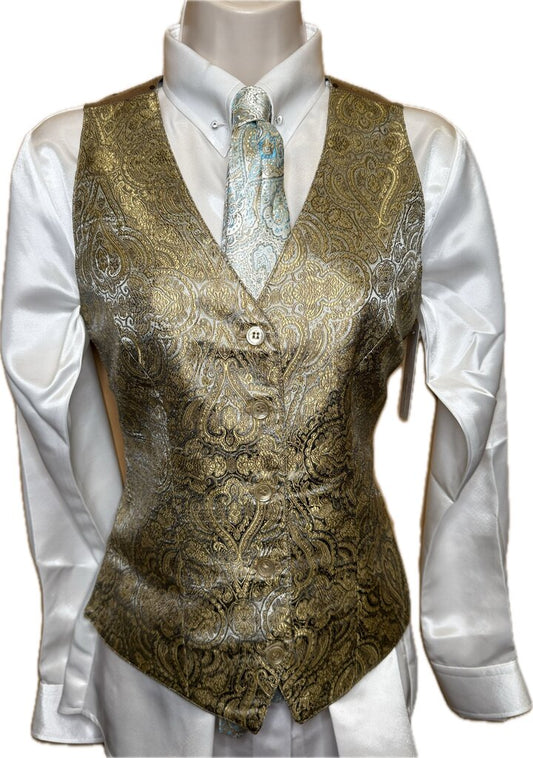 GOLD AND MINT PATTERN HARTMEYER VEST