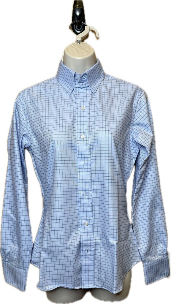 BLUE WITH RED WINDOWPANE BECKER BROTHERS SHIRT