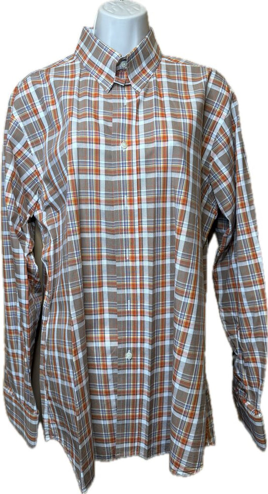 ORANGE, TAN AND BLUE PLAID BBROS SHIRT