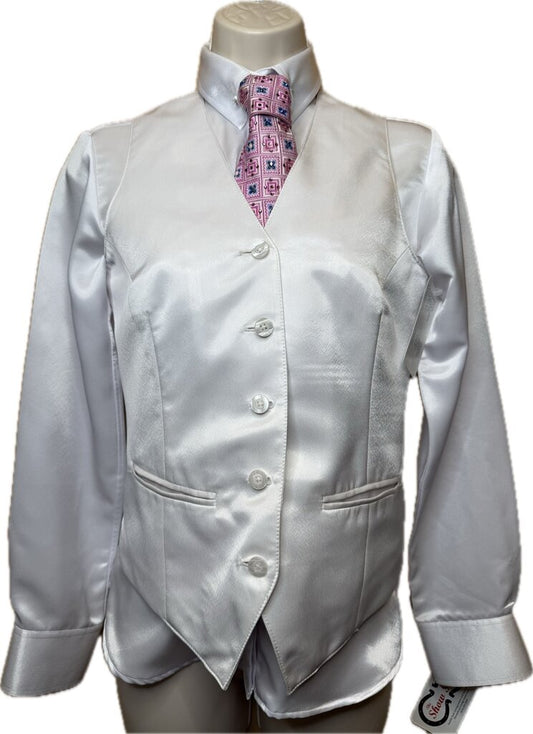 WHITE SATIN ELLIE MAY SHIRT