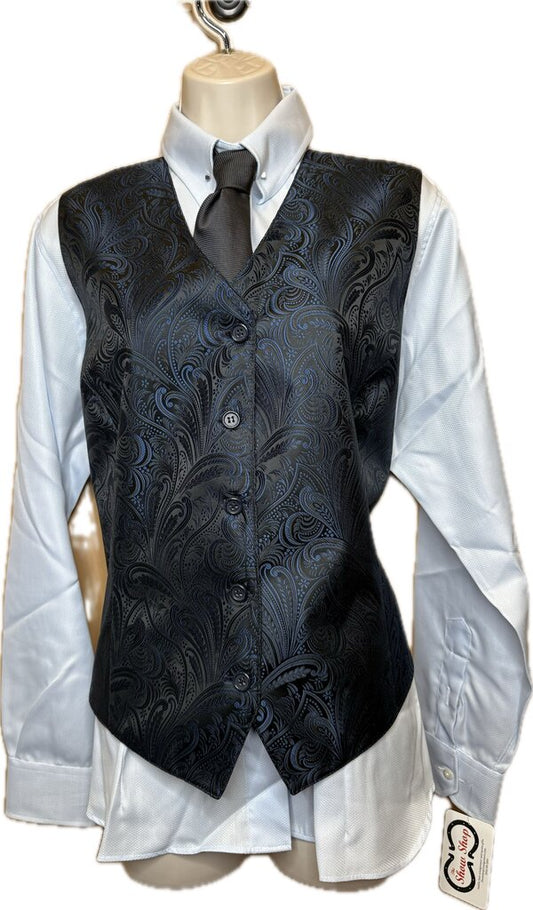 BLACK/BLUE PAISLEY VEST