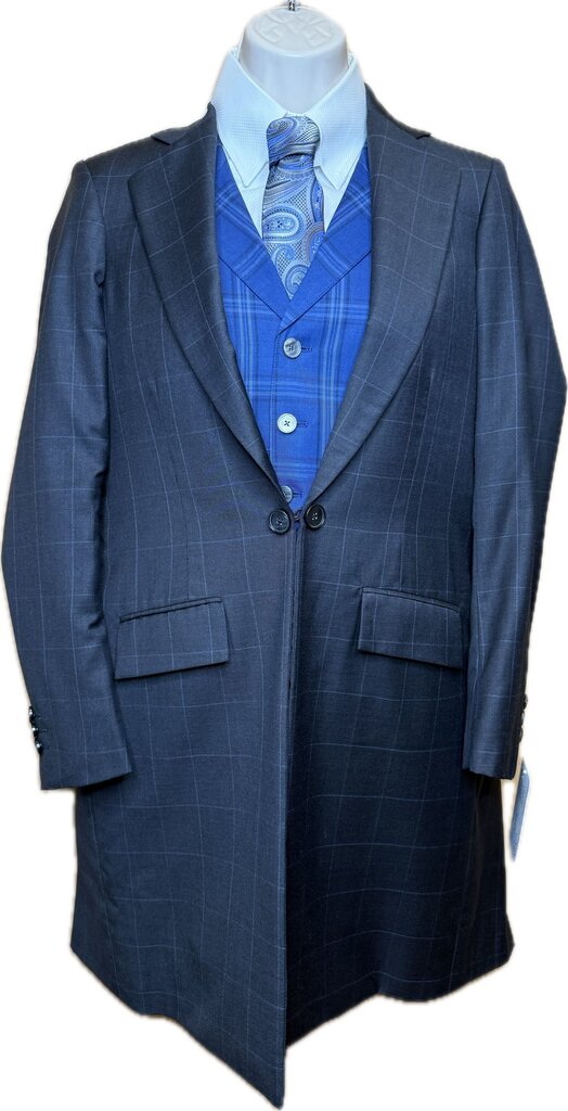 CHARCOAL BLUE PANEL DAY SUIT