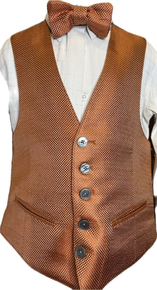 ORANGE DION DEREGNAUCOURT VEST WITH MATCHING BOW TIE