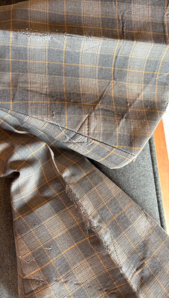 BOY'S GRAY WITH ORANGE WINDOWPANE JODS DEREGNAUCOURT