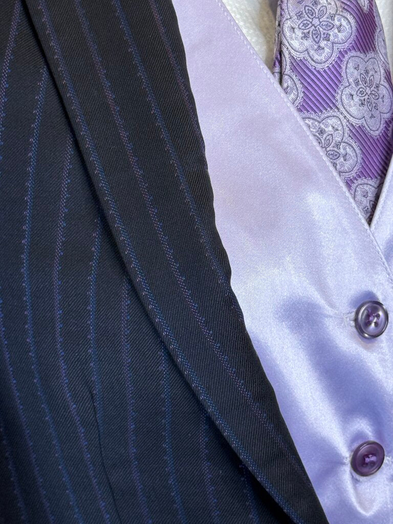 BLACK WITH PURPLE STRIPE DAY SUIT