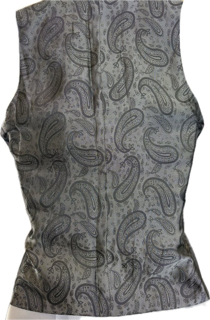 SILVER DUPIONI SILK BLUE RIBBON BOUTIQUE VEST