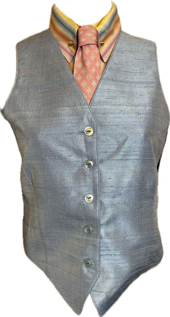 BLUE RAW SILK BRB VEST