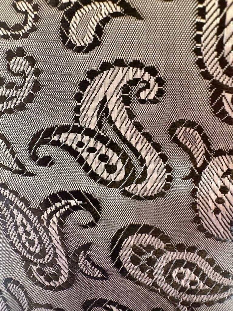 SILVER AND BLACK PAISLEY VEST WITH MATCHING BOW TIE MARSHA DEARRIAGA