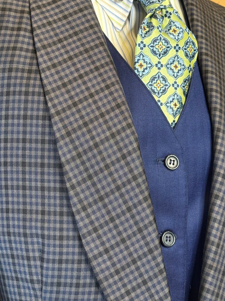 GRAY, BLACK AND NAVY CHECK BBRO'S DAY COAT