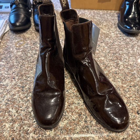 BROWN PATENT BOOTS 7