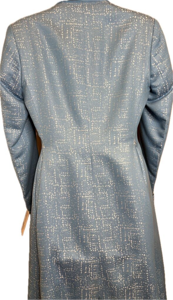 BLUE WITH SILVER PATTERN MARSHA DEARRIAGA DAY COAT