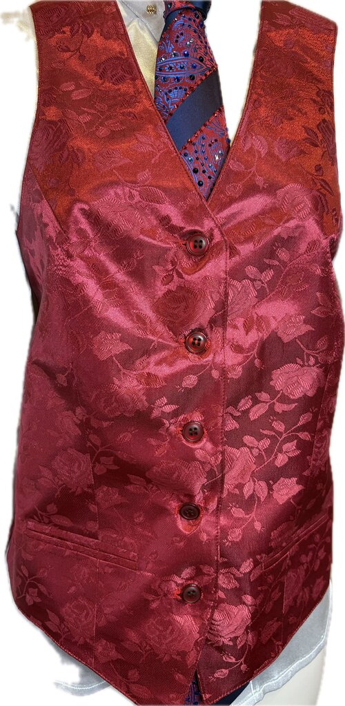 BRAND-NEW BURGUNDY ROSES BETTY BERDINE VEST 32