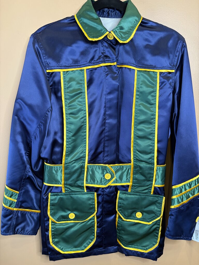 BLUE, GREEN AND YELLOW ROAD SILKS WITH MATCHING HAT