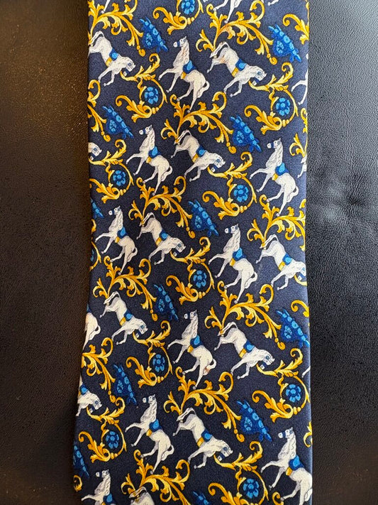 BLUE AND YELLOW HORSE TIE