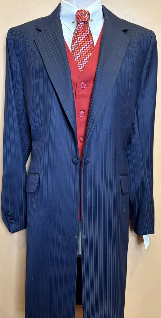 NAVY WITH SHEEN STRIPE SHOW SEASONS DAY SUIT WITH 2 PAIR OF JODS