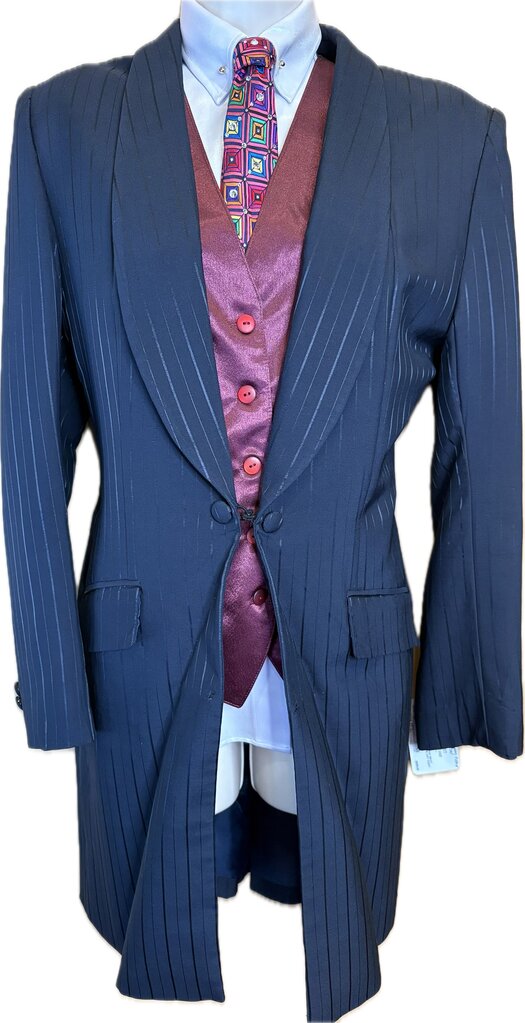 MDEARRIGA NAVY PINSTRIPE DAY COAT