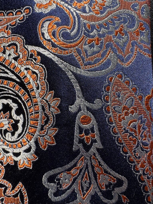 BLUE AND ORANGE PAISLEY TIE