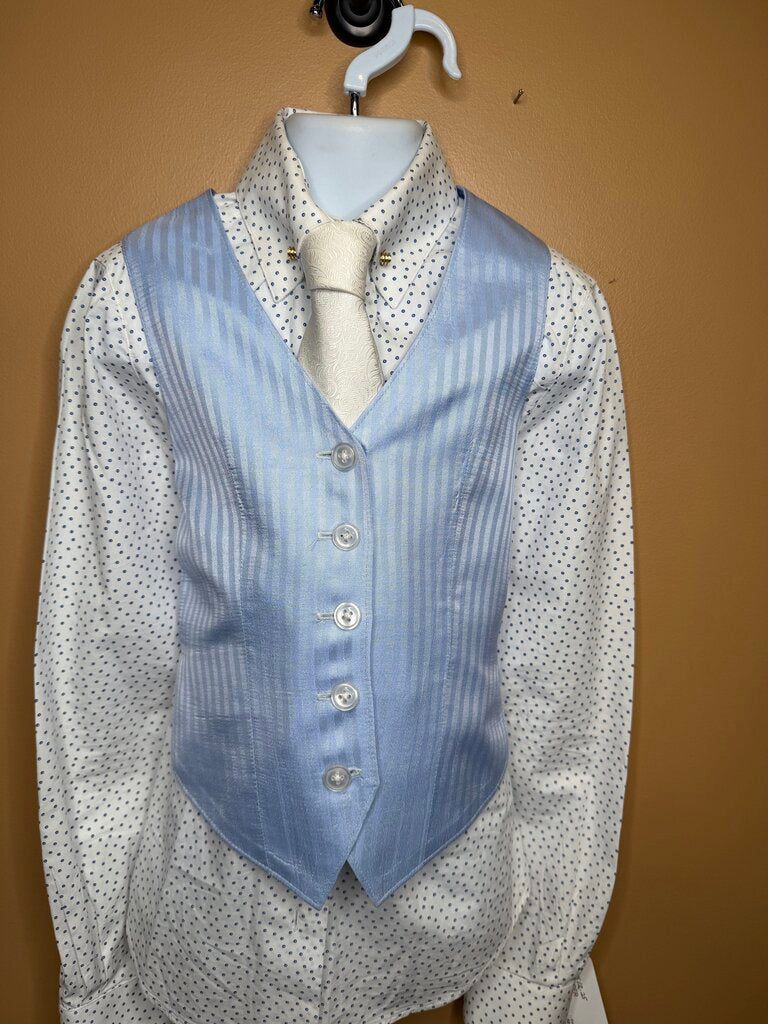 SS WHITE AND BLUE DOTS SHIRT