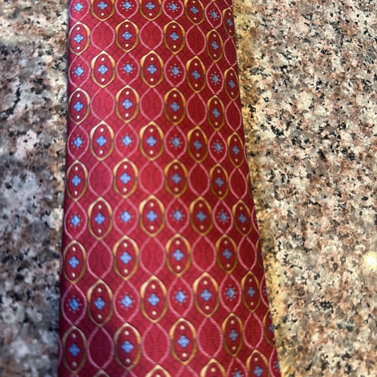 TIE RED GOLD BLUE PATTERN