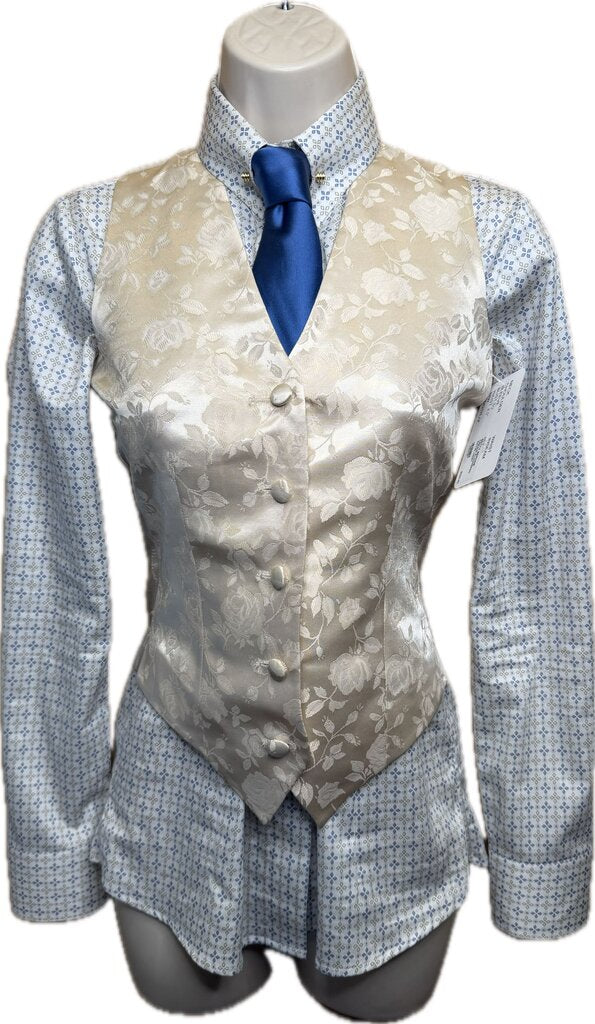 BETTY BERDINE CREAM FLOWERED SATIN VEST