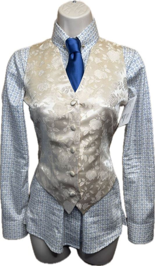 BETTY BERDINE CREAM FLOWERED SATIN VEST